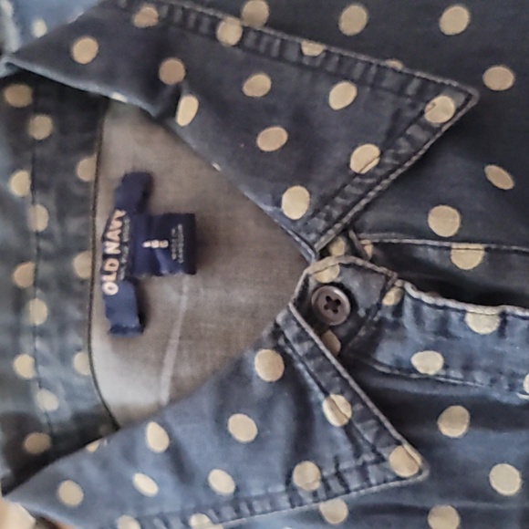 Old navy button-down blue with white polkadot shirt sizes L - Picture 4 of 4